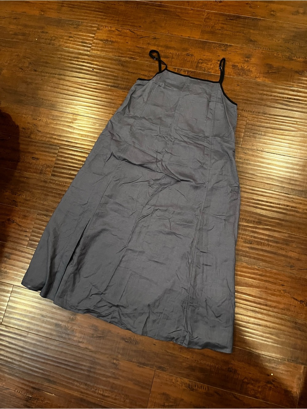 Classic Slip Chemise in Slate Gray with Black Trim